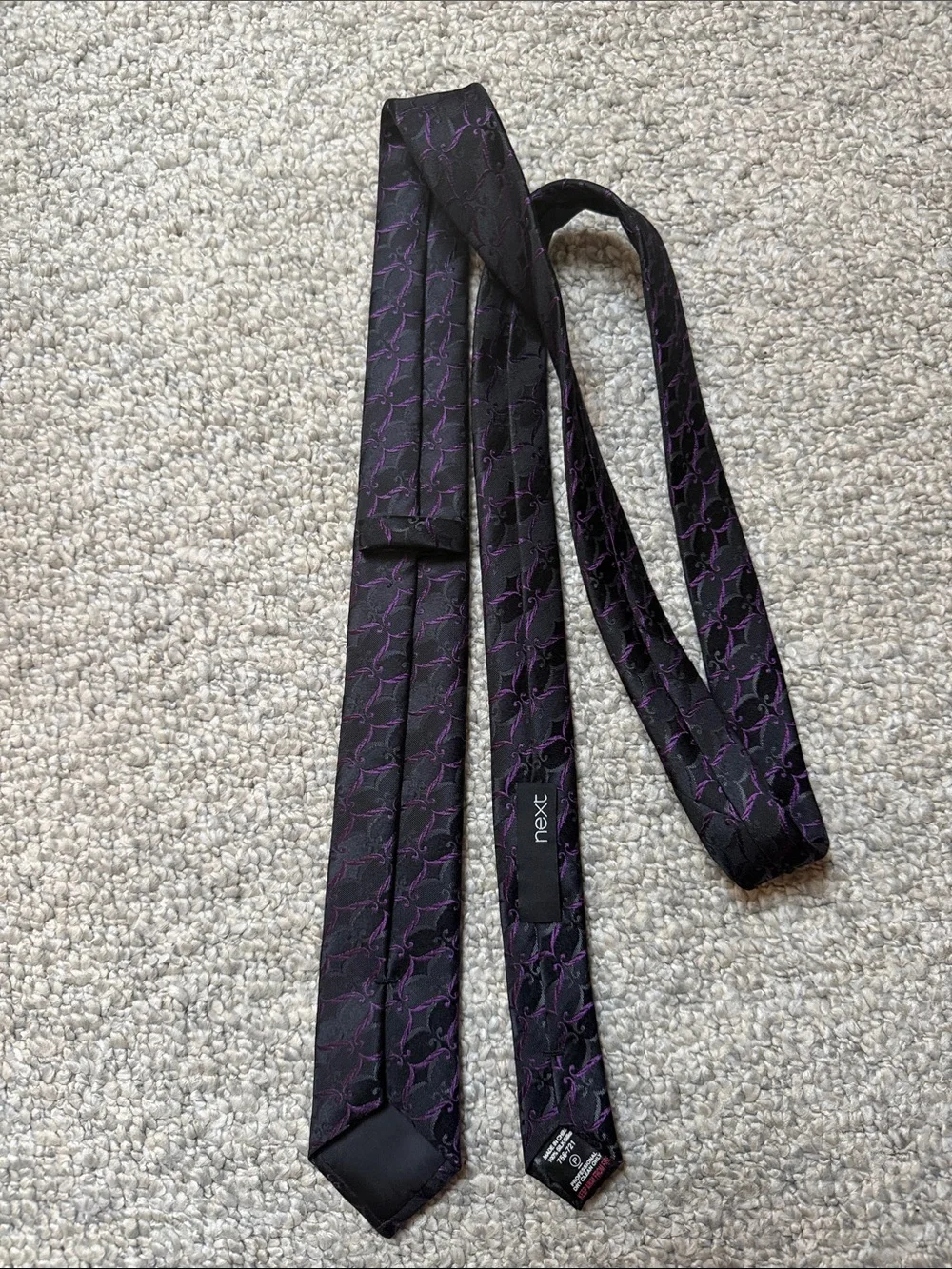 next Black Tie with Purple Geometric Pattern